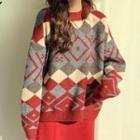 Jacquard Sweater / Midi Shift Knit Skirt