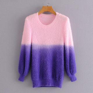 Two-tone Mohair Sweater As Shown In Figure - One Size