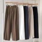Plain High-waist Wide-leg Straight-cut Pants
