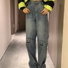 Smiley Face Loose Fit Mid Rise Jeans
