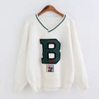 Applique V-neck Sweater