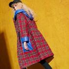 Plaid Hooded Trench Coat