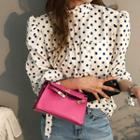Tie-back Puff-shoulder Polka Dot Blouse