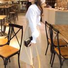 Mock Two-piece Hooded Long-sleeve Midi A-line Dress