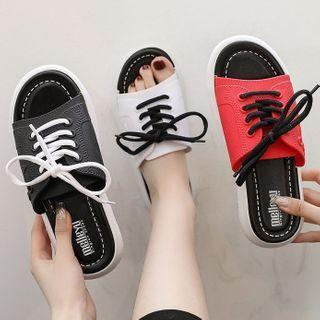 Lace Up Flat Slide Sandals