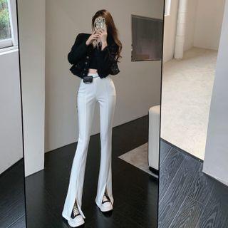 High-waist Slit Boot-cut Pants / Belt Bag