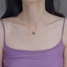 925 Sterling Silver Jade Necklace Gold - One Size