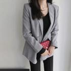 Double-breasted Houndstooth Blazer Black - One Size