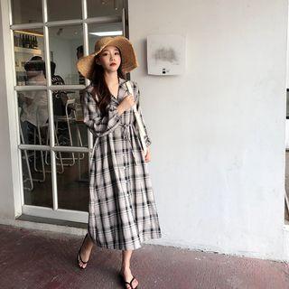 Plaid Shirtdress With Cord Black - One Size