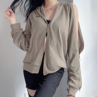 Cold-shoulder Zip Hoodie