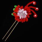 Vintage Alloy Hair Stick A34 - 1 Pc - Red & Green & Gold - One Size