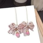 Faux Pearl Bow Dangle Earring Steel - Pink - One Size