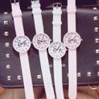 Set: Chinese Characters Strap Watch + Triangle Open Bangle