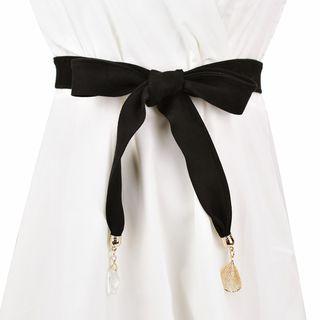 Embellished Bow Velvet Belt