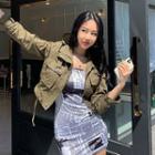 Buckled-neck Drawstring-waist Jacket
