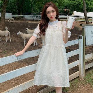 Short-sleeve Mandarin Collar Smock Dress