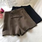 Double-breasted High-waist A-line Shorts