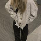 Distressed Cardigan / Straight-leg Jeans