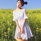Bell-sleeve Striped A-line Dress