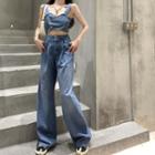 Cropped Denim Camisole Top / Wide Leg Jeans