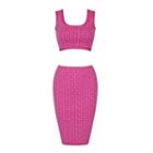 Set: Print Cropped Tank Top + Fitted Skirt