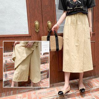 Band-waist Dual-pocket Wrap Culottes