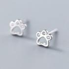 925 Sterling Silver Rhinestone Paw Earring Silver - One Size