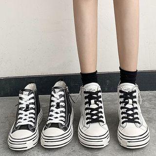 Faux Leather Platform High Top Sneakers