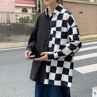 Checker Print Paneled Shirt