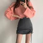 Ribbed Sweater / Drawstring A-line Skirt