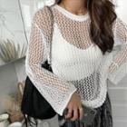 Drawstring-side Open Knit Top