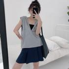 Hooded V-neck Tank Top / Mini A-line Skirt