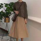 Midi A-line Pleated Skirt