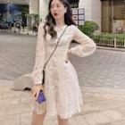 Long-sleeve Button Midi A-line Chiffon Dress