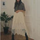 Midi Tiered Crochet Lace Skirt