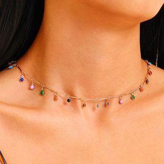 Gemstone Fringed Alloy Choker