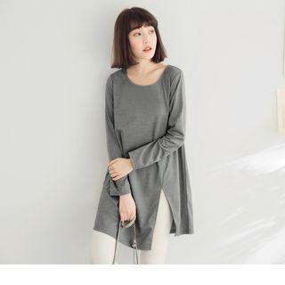 Long Sleeve Slit-side Tunic Top