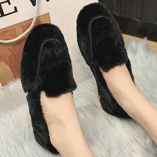 Plain Faux Fur Loafers