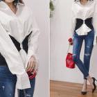 Hook-detail Color-block Shirt