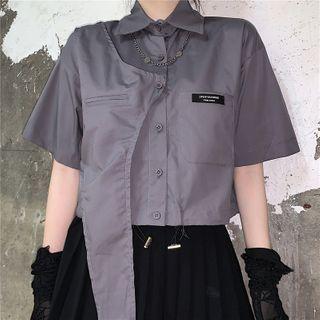 Drawstring Cropped Short-sleeve Shirt