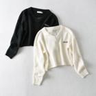 Long Sleeve V-neck Lettering Sweater