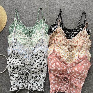 Print V-neck Cropped Camisole Top