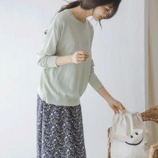 Drop-shoulder Linen Blend Knit Top
