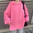 Long-sleeve Plain Hooded Pullover / Drawstring Pants