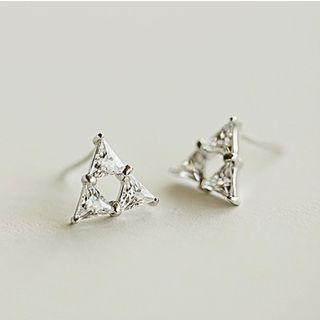 Triangle Rhinestone Earring 1 Pair - Earring - Silver - One Size