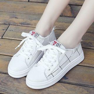 Frayed Cuff Patterned Sneakers