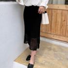 Pointelle-knit Skirt Black - One Size