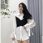 Mock-two Long-sleeve Loose-fit Shirt White - One Size