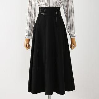 High Waist Lace Up Maxi Skirt