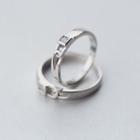925 Sterling Silver Rhinestone Couple Ring